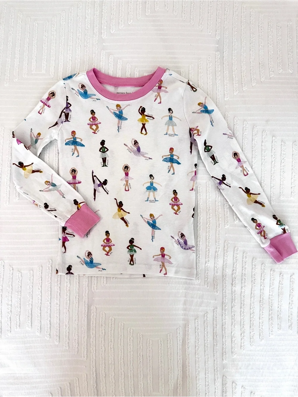Pottery Barn Kids White Ballerina Print Pajama Set Size 8